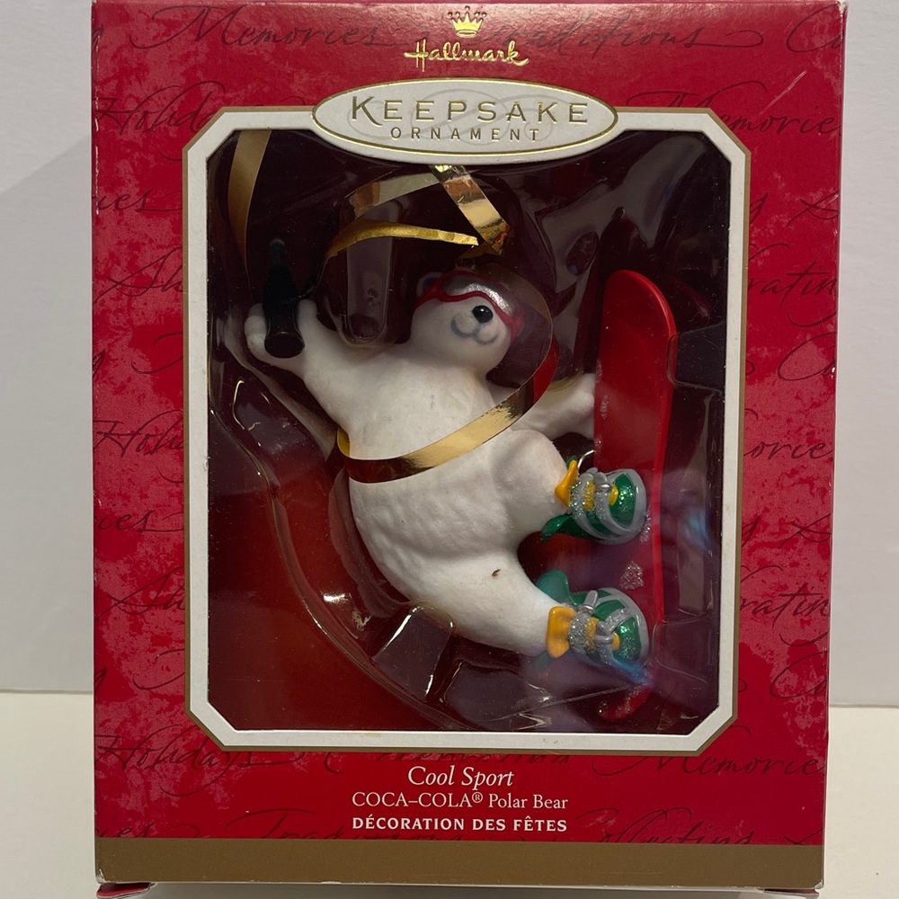 Hallmark Keepsake Polar Bear with Red Snowboard Ornament Cool Sport 2001 NIB